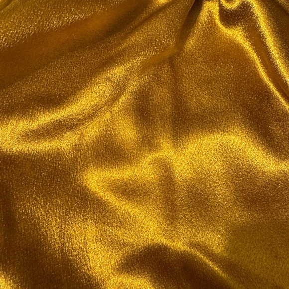 Lauren of Palm Springs Custom Gold Crinkled Satin Caftan Dress Kaftan S/M - Picture 7 of 13